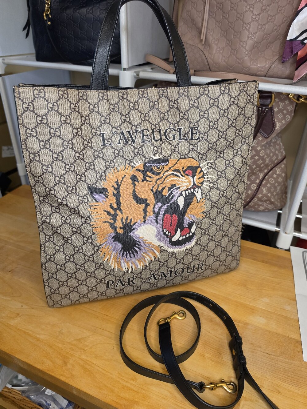 Gucci L'Aveugle Par Amour GG Supreme Tote